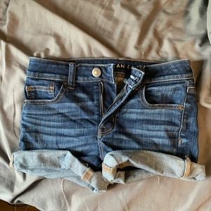 blue denim shorts
